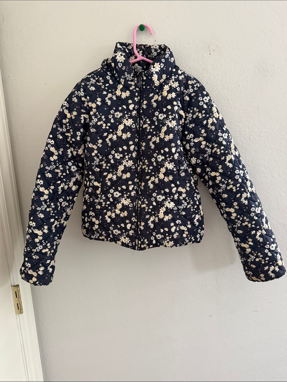 Petit Bateau Girls floral quilter puffer coat size 10